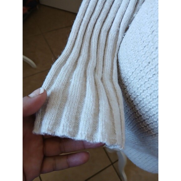 Prana Women’s Ivory Ribbed Knit Yunna Cardigan Oversize Medium Zipper Shawl Neck - Picture 11 of 16